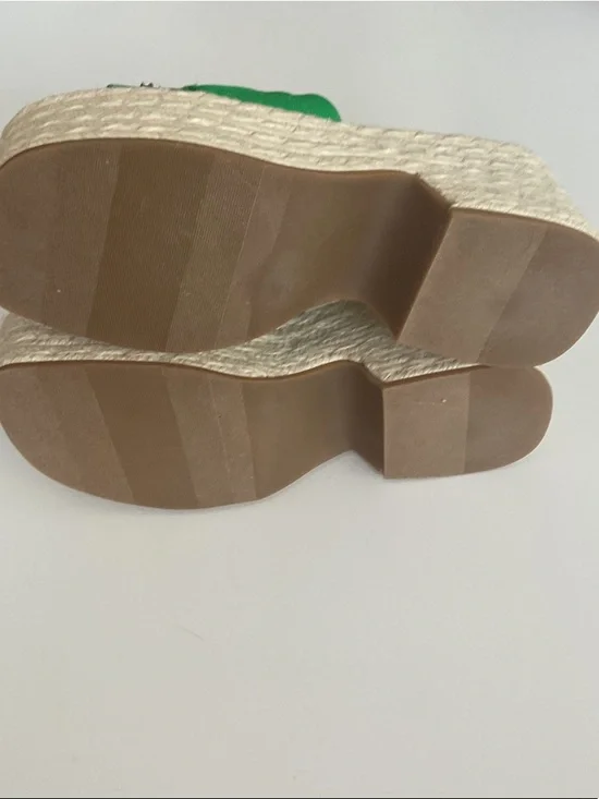 Sugar Embellished Green Espadrille Wedge Sandals NWT Sz 7 - Picture 5 of 8